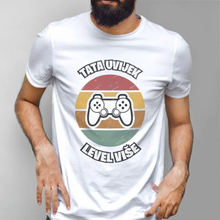 Retro majica za gejmere – Tata uvijek level više - Osijek