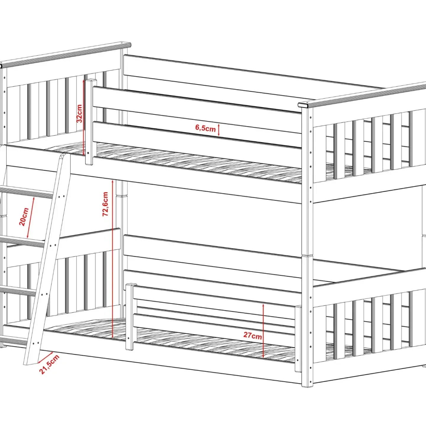 krevet na kat za djecu kevin – 200×80 - slika 9
