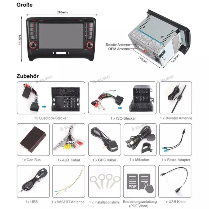 audi tt 2006 - 2014 original android 2din radio parking kamera - slika 11