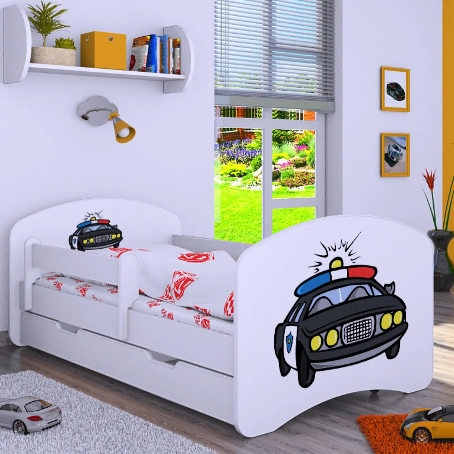 Drveni dječji krevet Happy policijski auto s ladicom – 160×80 - Nedeljanec, Vidovec