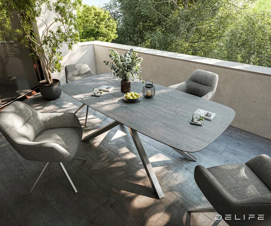 outdoor stol edge boot 200x100cm, materijal: keramika beton siva - slika 4