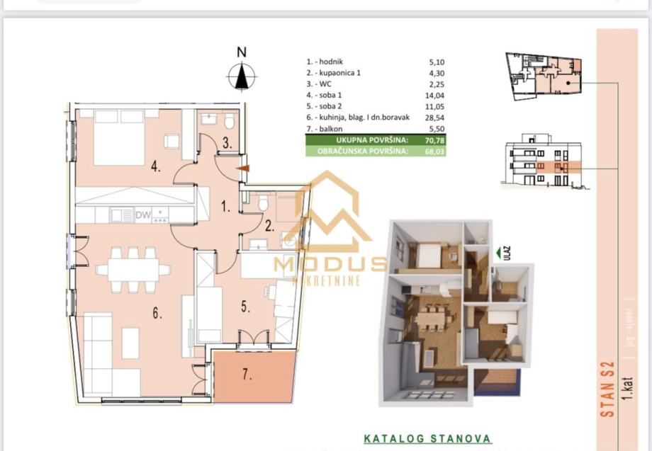 strožanac, 70.78 m2, novogradnja/ komforan dvosoban/ garaža (prodaja) - slika 7