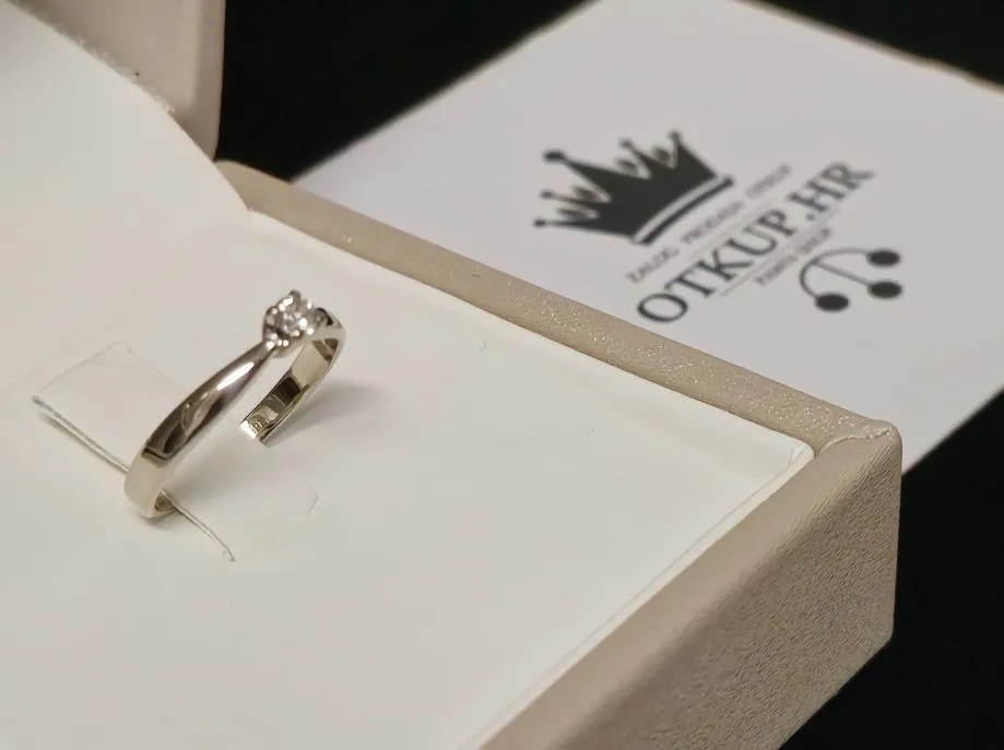 zlatni prsten s dijamantom (14k) 0,11ct / r1, rate ! - slika 3