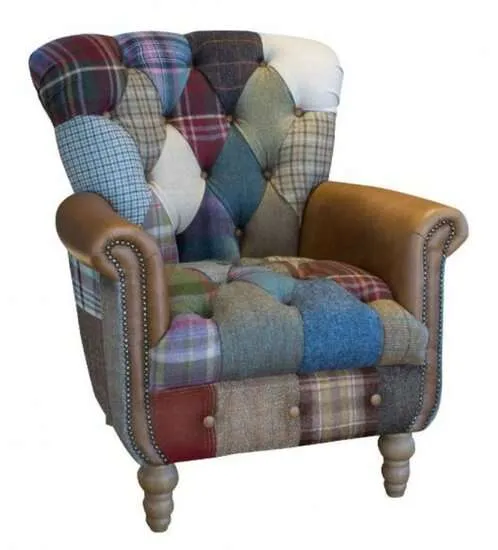 chesterfield harris tweed guzmania patchwork harlequin fotelja - slika 2