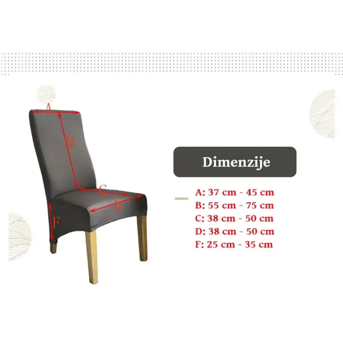 elegance - plišane navlake za stolice dugog naslona - premium dizajn - slika 2