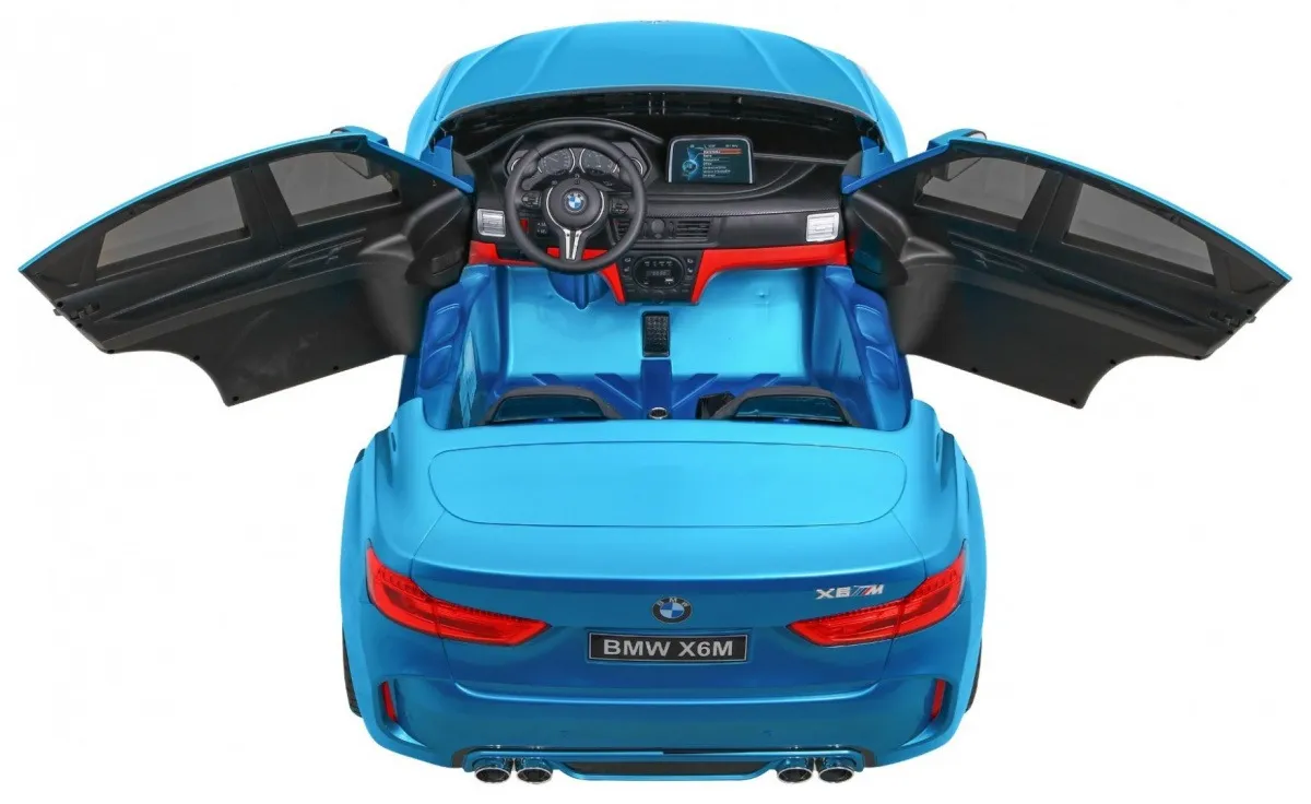 licencirani auto na akumulator bmw x6m xxl - dvosjed - plavi/lakirani - slika 6