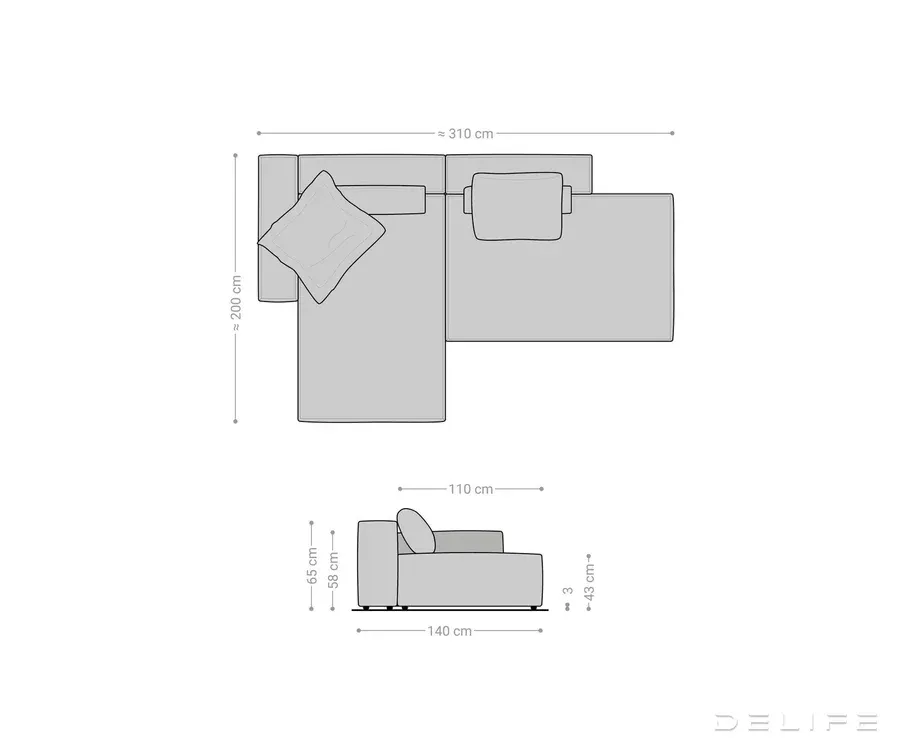 modularna garnitura freestyle 310x200cm, materijal: mikrofibra - slika 6
