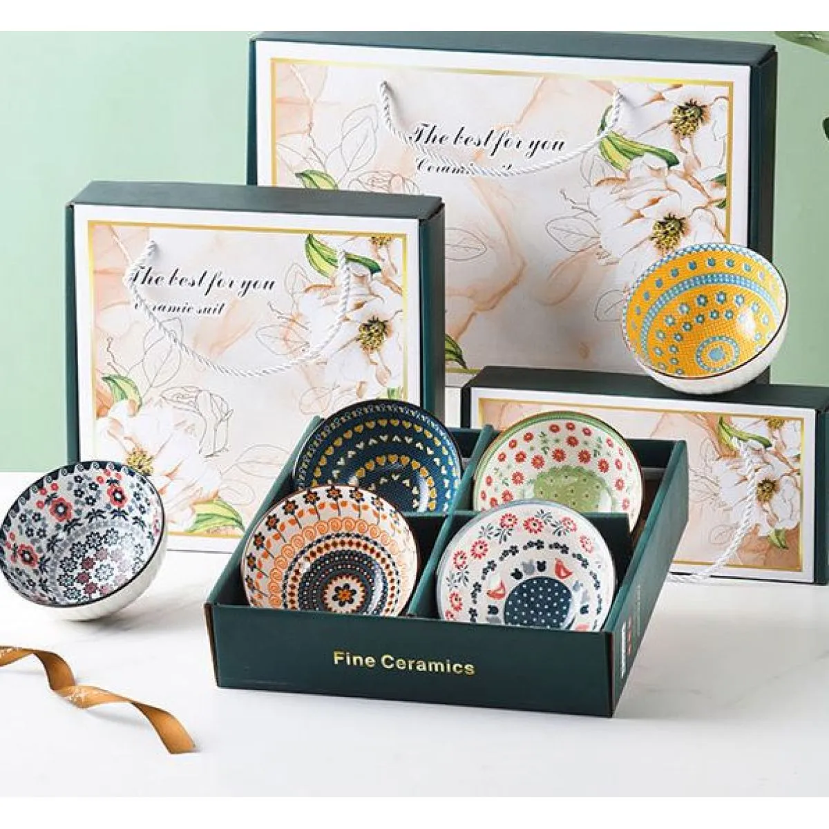set 4 porculanske posude - bohemian stil - slika 2