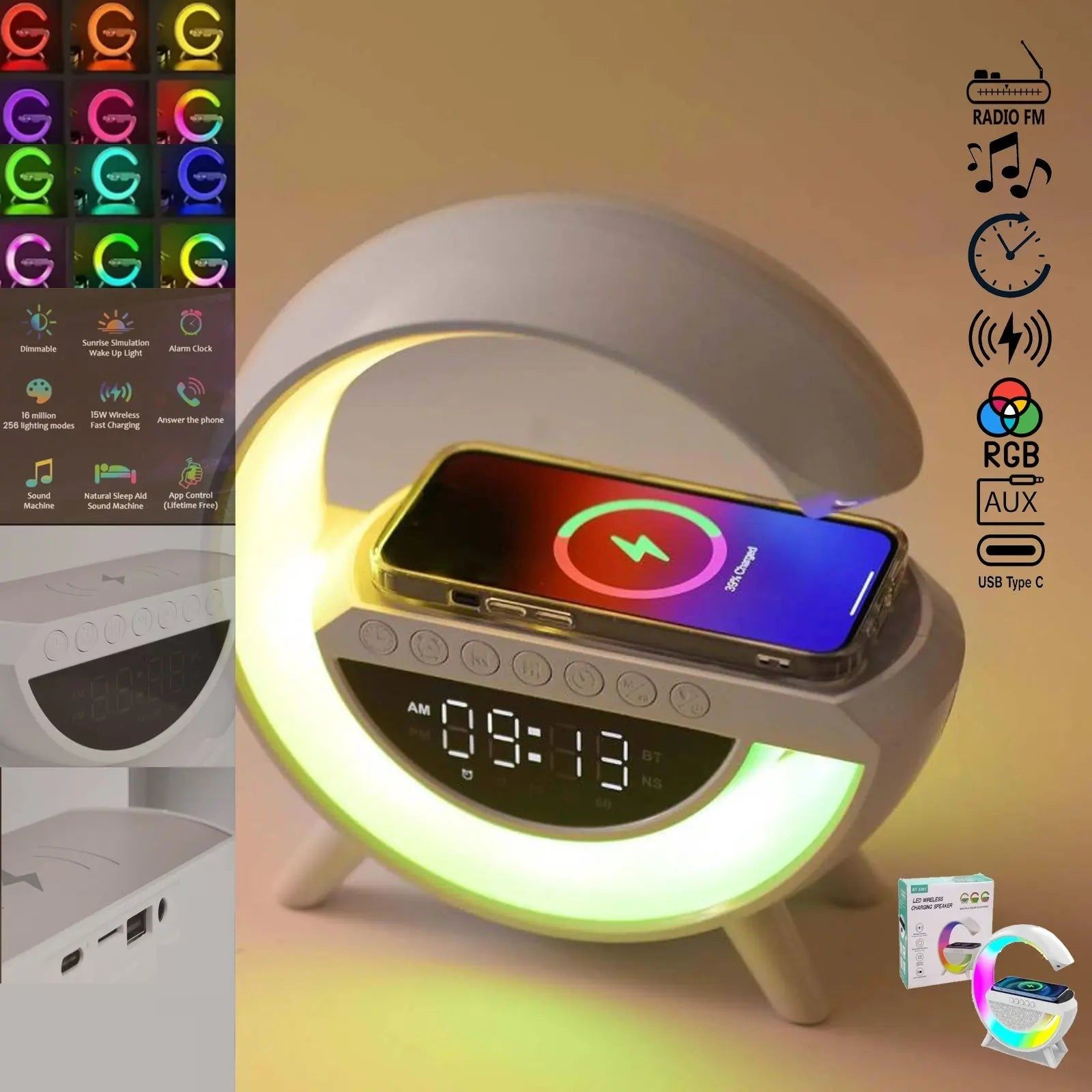7 u 1 lampa , bežični punjač, bluetooth, zvučnik, sat...najniža cijena - slika 4