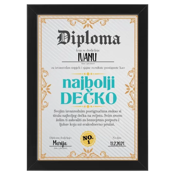Diploma za najboljeg dečka - Osijek