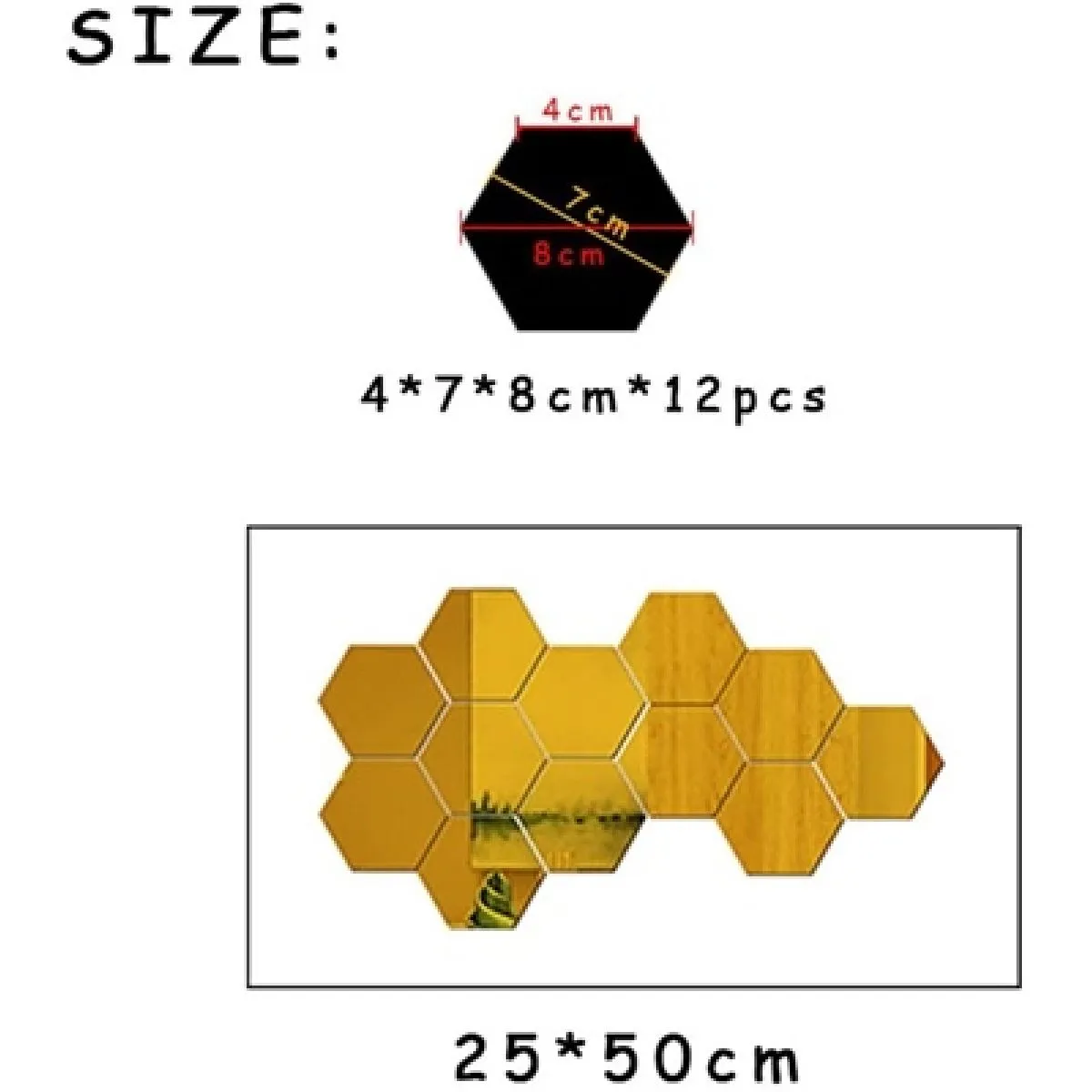 3d hexagon zrcalne naljepnice - ogledala 12 komada - slika 9
