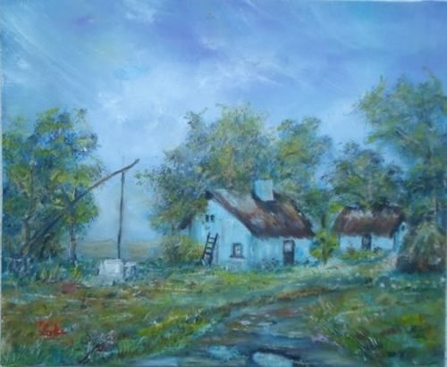 Seoska idila-Ulje na platnu - Osijek
