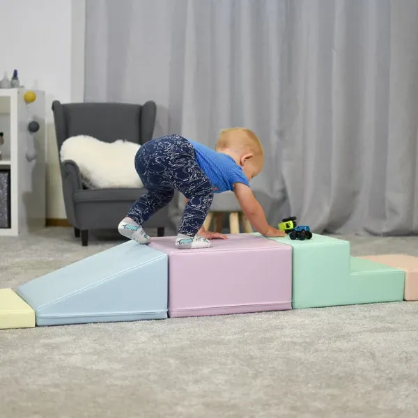set pjenastih blokova soft play 5 - svijetlo pastelna kutna penjalica - slika 5