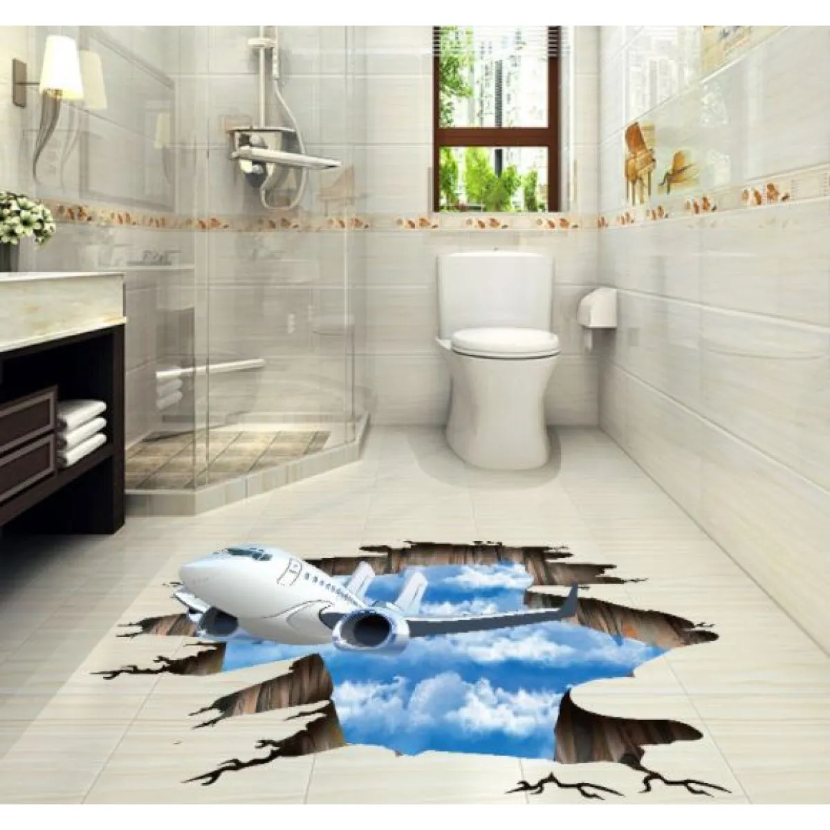 3d wall sticker putnički avion dimenzije 110x50 cm - slika 2