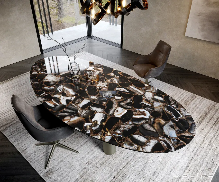blagovaonski stol edge 280x130cm, materijal: keramika na staklu - slika 4