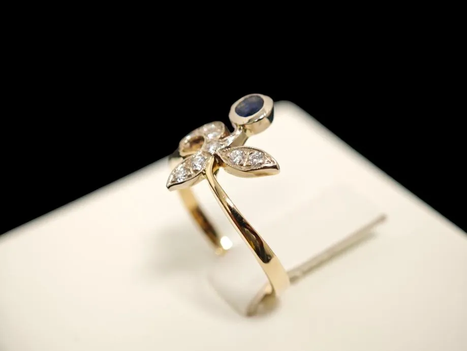zlatni prsten s dijamantima - 0,12ct - 2,65g .585 (14k) / r1, rate !! - slika 3