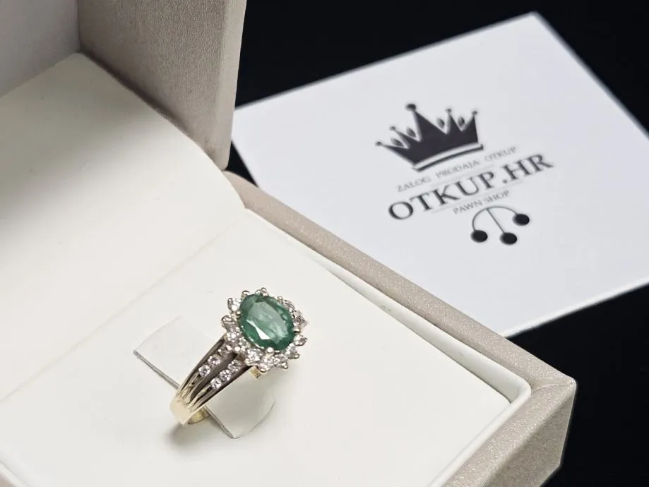 zlatni prsten s dijamantima 0.39ct 14k / r1, rate ! - slika 4
