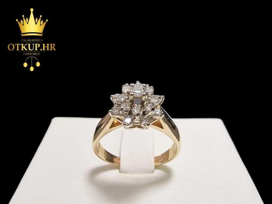 ZLATNI PRSTEN .585 SA DIJAMANTIMA 1.02ct / R1, RATE !! - Zagreb