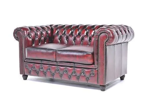 chesterfield dvosjed original leather | 2-sjedišta | wash off red - slika 3