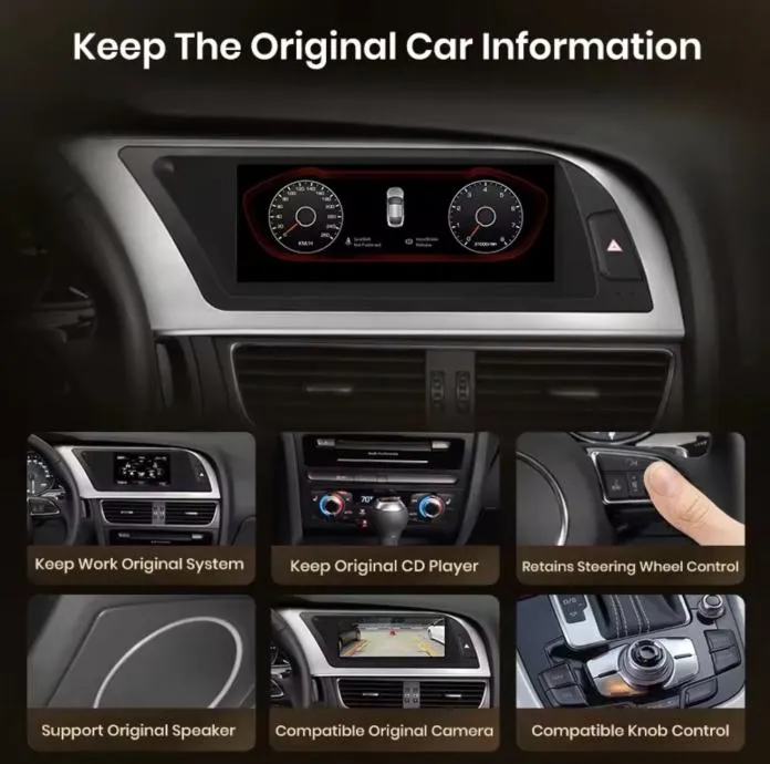 audi a4 a5 q5 b8 carplay original android ekran 2din multimedija kamer - slika 14