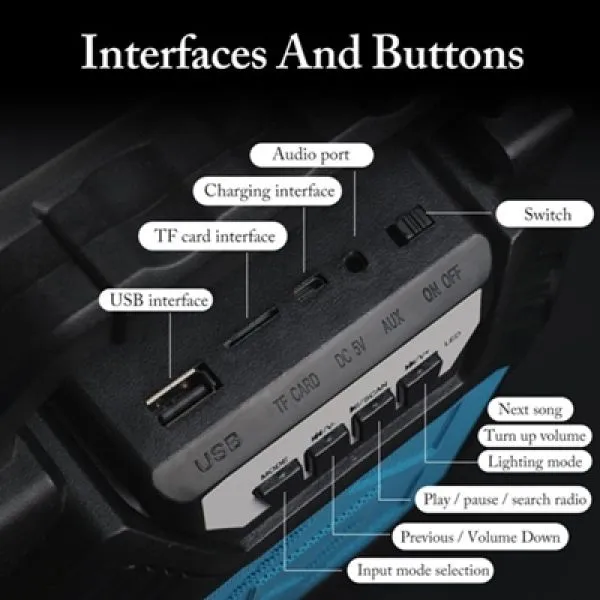 3d prijenosni usb bluetooth zvučnik s led efektima - king - slika 9
