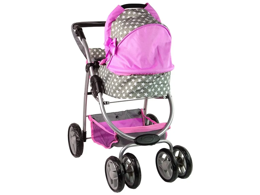 kolica za lutke 2-in-1 carrycot stars - siva - slika 7
