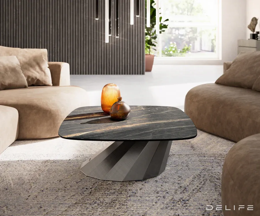 klub stolić edge boot 90x90cm, materijal: keramika laminam noir desir - slika 2