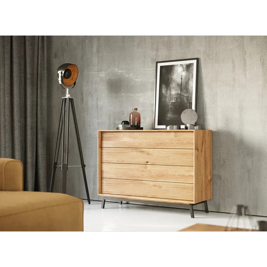 komoda modern loft 120,50x45cm, materijal: masivno drvo hrast - slika 11