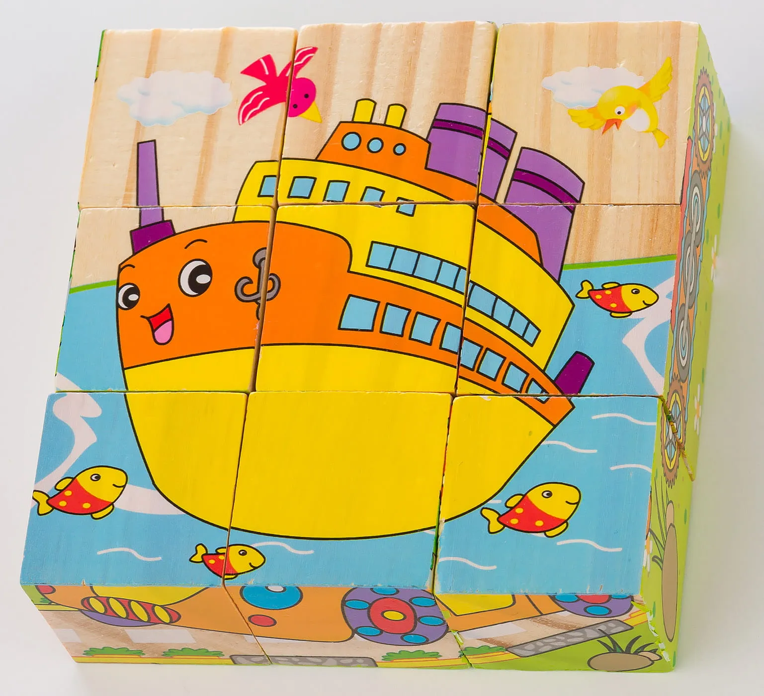 edukativne drvene kocke puzzle – motiv vozila - slika 3