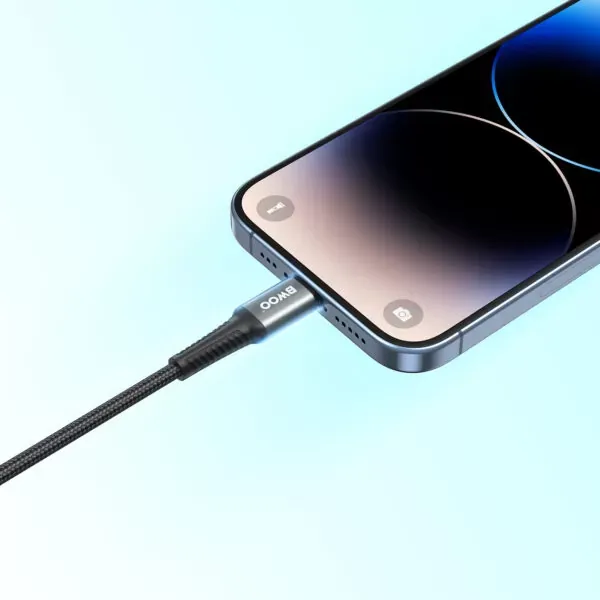usb-c na lightning alu kabel za brzo punjenje pd 27w-pleteni 1m max bwoo - slika 2