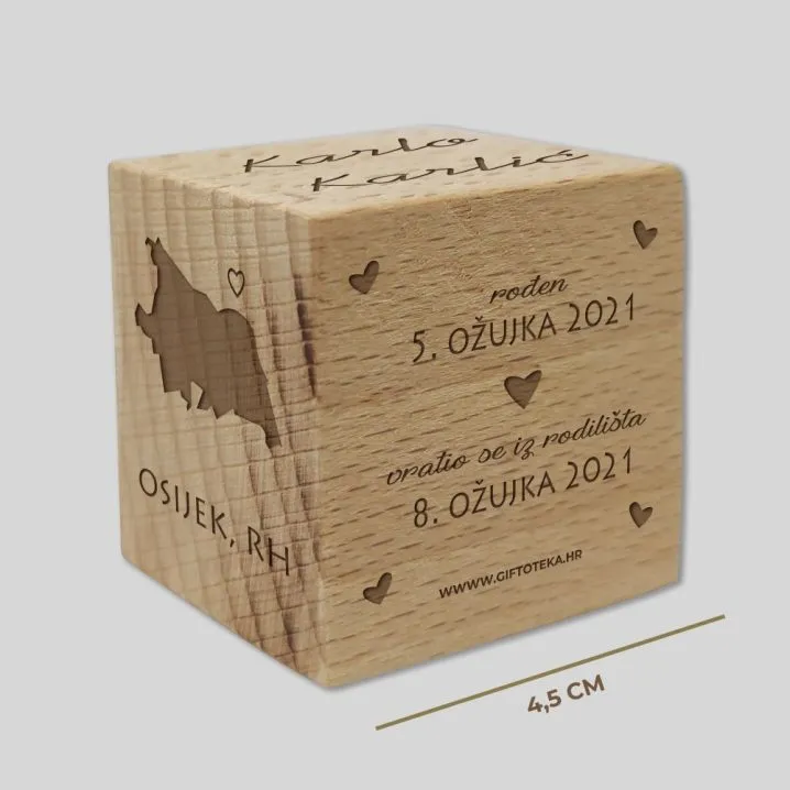 drvena kocka – personalizirana dobrodošlica - slika 3