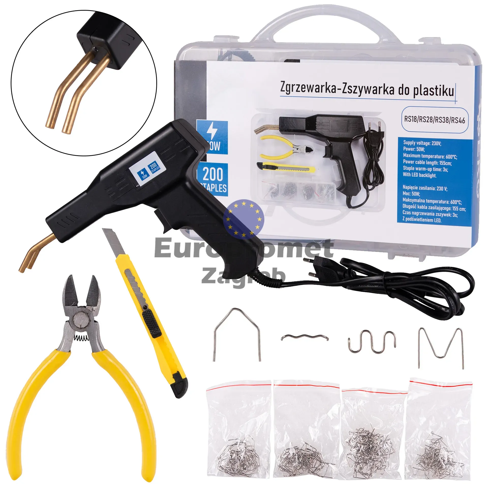 Zavarivač plastike 50W + 200 spajalica - Zagreb