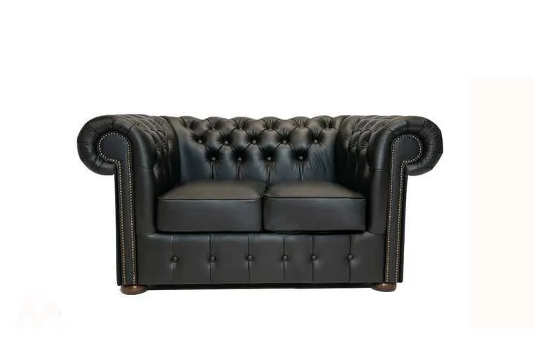 Chesterfield Dvosjed Class Leather | 2-sjedišta | Shiny Black - Ježdovec, Zagreb