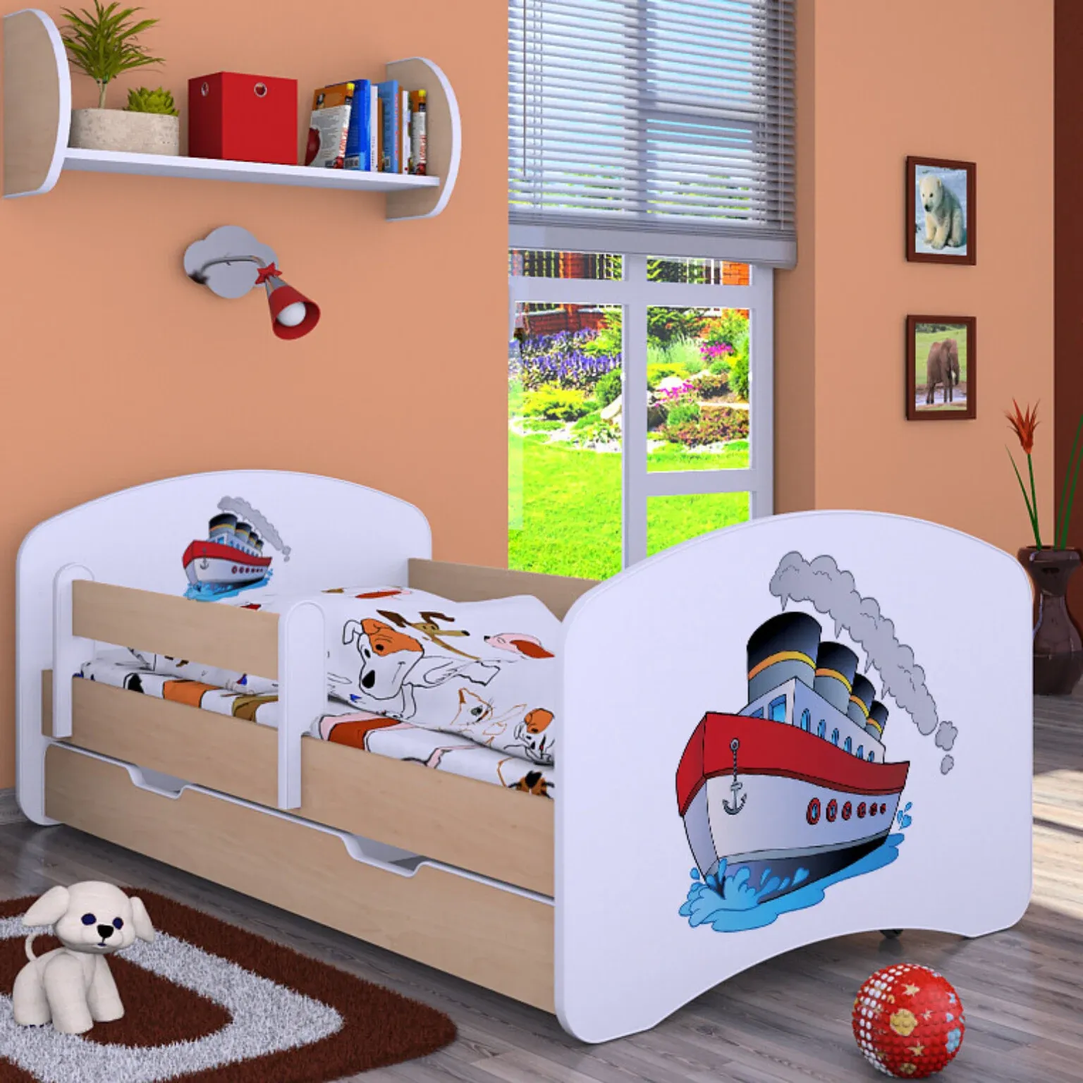 drveni dječji krevet happy brod s ladicom – 160*80 - slika 2