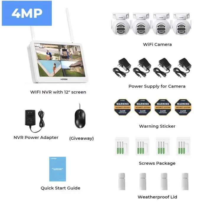 video nadzor 4 kamere wifi bežične okretljive + monitor + 2tb disk - slika 13