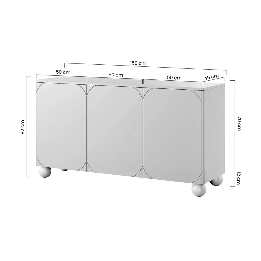 komoda sonatia 150cm, 3 vrata, materijal: mdf - slika 3