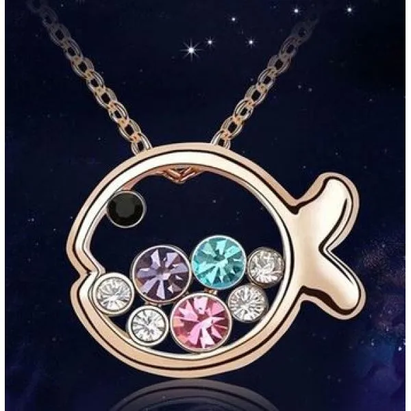 kristalna ogrlica small fish austrian rhinestone - slika 4