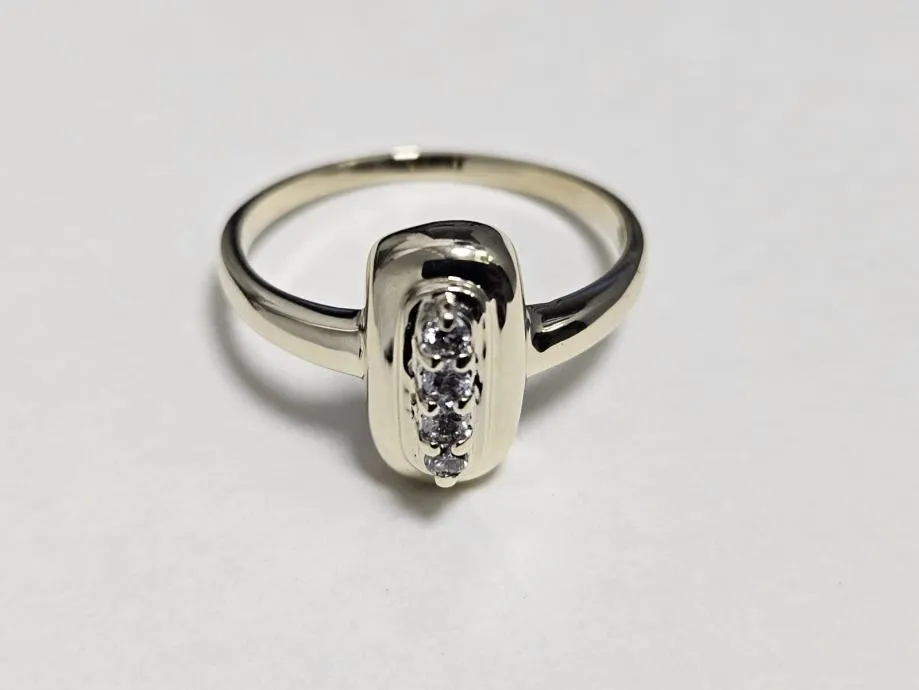 zlatni prsten s dijamantima 0.06ct 14k / r1, rate ! - slika 3