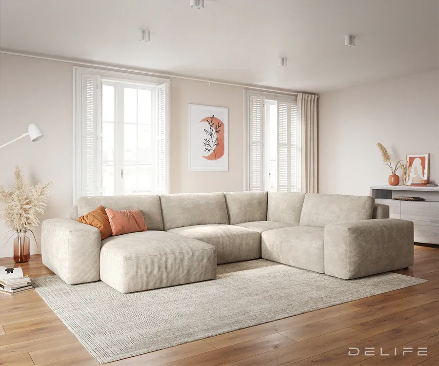 Velika kutna garnitura Lanzo XL 364x258cm, Materijal: Rebrasta tkanina - Čakovec