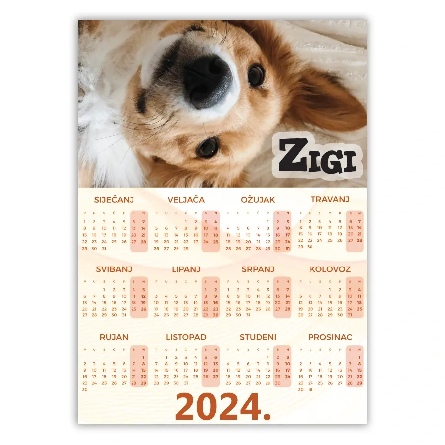 Jednolisni kalendar sa fotografijom ljubimca - Osijek