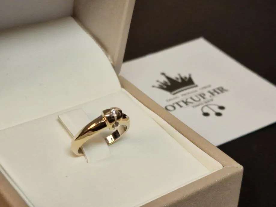 zlatni prsten s dijamantom 0.05ct 18k / r1, rate ! - slika 4