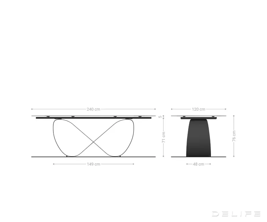 blagovaonski stol edge 240x120cm, materijal: keramika na staklu - slika 7