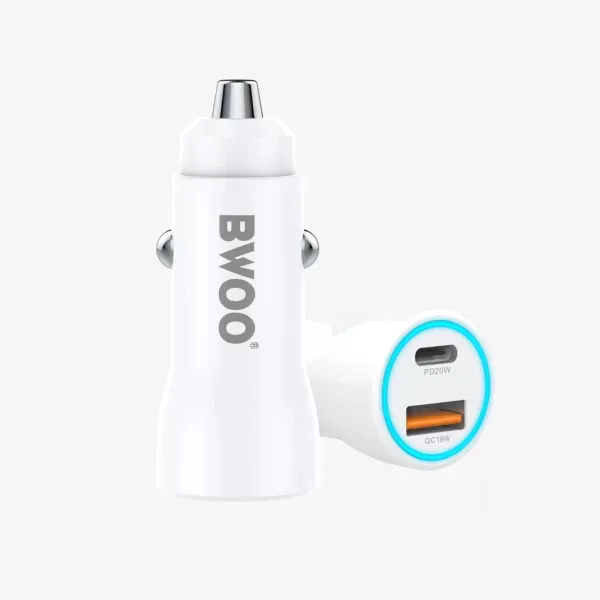 38w usb-c car charger auto punjač s 2 priključka, bijeli max bwoo - slika 4