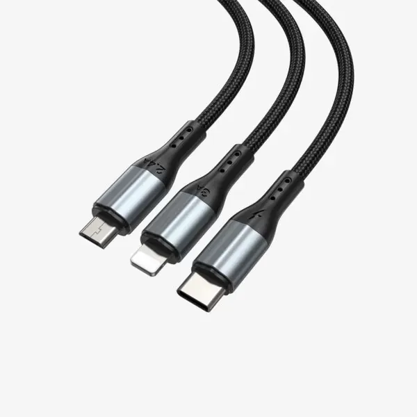 3-u-1 3a višenamjenski usb alu kabel za punjenje telefona max bwoo - slika 3