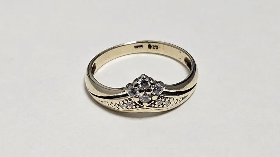 zlatni prsten s dijamantima 0.12ct 14k / r1, rate ! - slika 3