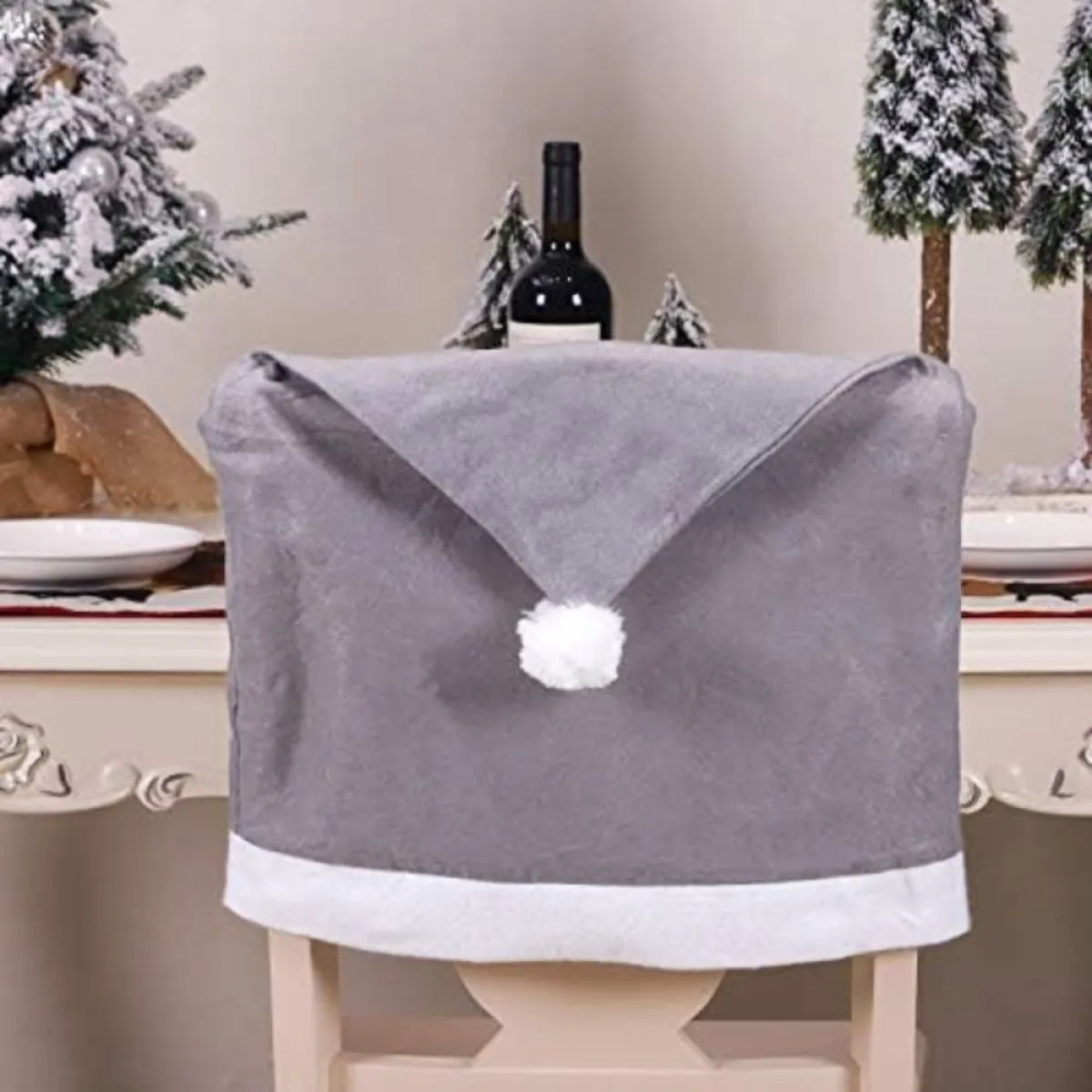 (6komada) navlake za naslon stolica - santa's hat - siva boja - slika 3