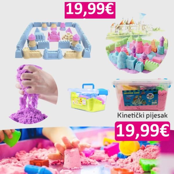 Akcija Kinetički Pijesak Čak 2kg + Kalupi + Kanta + Račun - Križevci