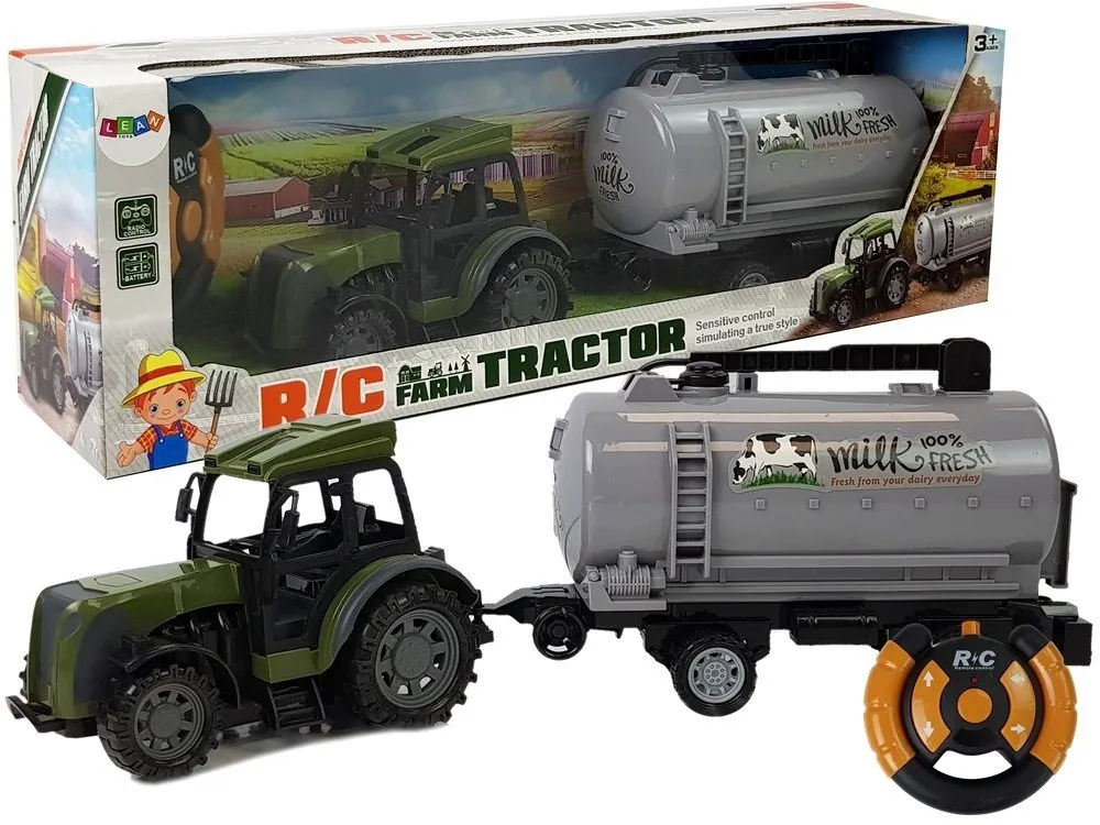 Green Tractor with Milk Tank Trailer Remote Control 2.4G - Mursko Središće