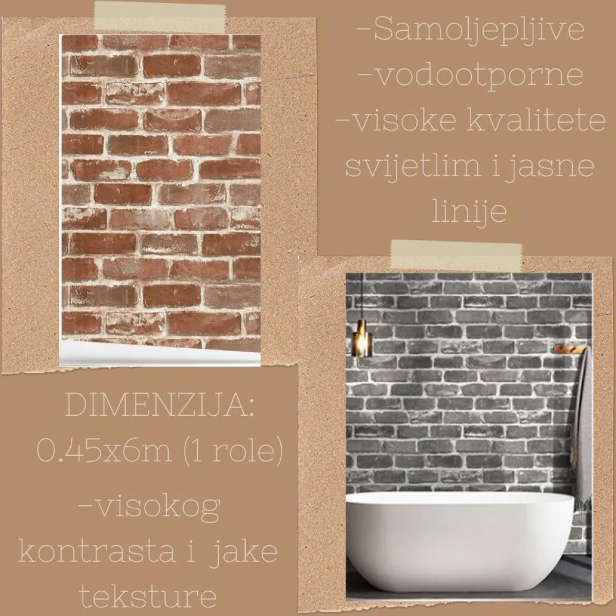 samoljepljive vodootporne tapete za zid -industrijski stil - slika 6