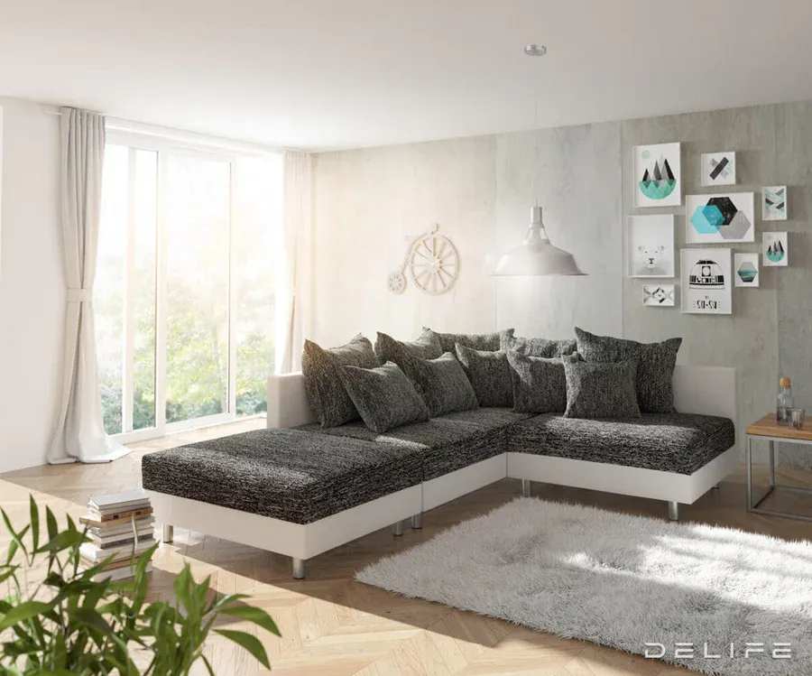 kutna garnitura clovis 200x185cm, materijal: strukturirana tkanina - slika 2